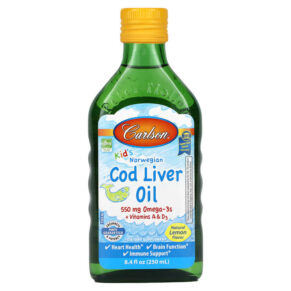 Thực phẩm chức năng Carlson Kid's Norwegian Cod Liver Oil Natural Lemon 8.4 fl oz (250 ml) 088395013539