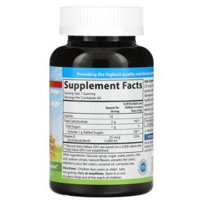 Thực phẩm bổ sung Carlson Kid's Vitamin D3 Gummies Natural Fruit 25 mcg (1.000 IU) 60 Vegetarian Gummies 088395494307
