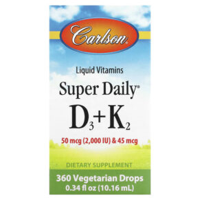 Thực phẩm chức năng Carlson Liquid Vitamins Super Daily D3+K2 0.34 fl oz (10.16 ml) 088395105005