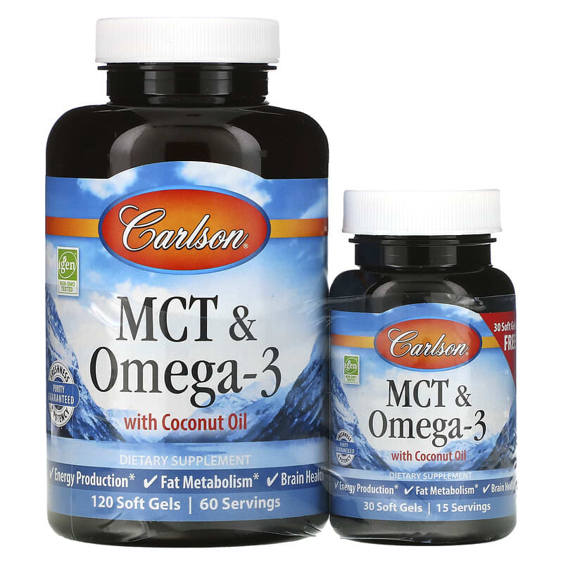 Carlson MCT & Omega-3 120 + 30 Free Soft Gels 8 Thực phẩm chức năng Carlson MCT & Omega-3 120 + 30 Free Soft Gels 088395176401