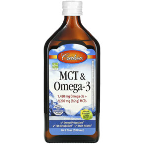 Thực phẩm chức năng Carlson MCT & Omega-3 Natural Lemon Lime 16.9 fl oz (500 ml) 088395177507