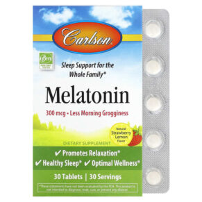 Thực phẩm chức năng Carlson Melatonin Natural Strawberry Lemon 300 mcg 30 Tablets 088395873607