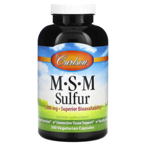 Thực phẩm chức năng Carlson MSM Sulfur 1.000 mg 300 Vegetarian Capsules 088395872303