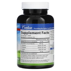 Thực phẩm bổ sung Carlson Natural Digestive Enzymes 250 Tablets 088395066429