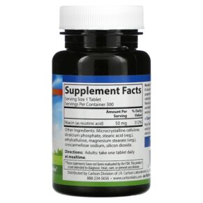 Thực phẩm bổ sung Carlson Niacin 50 mg 300 Tablets 088395027635