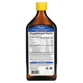 Thực phẩm bổ sung Carlson Norwegian The Very Finest Fish Oil Natural Lemon  1.600 mg 16.9 fl oz (500 ml) 088395015458