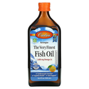 Thực phẩm chức năng Carlson Norwegian The Very Finest Fish Oil Natural Orange  1.600 mg 16.9 fl oz (500 ml) 088395016554