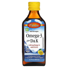 Thực phẩm chức năng Carlson Omega 3 Plus D & K Natural Lemon 1.430 mg 6.7 fl oz (200 ml) 088395195006