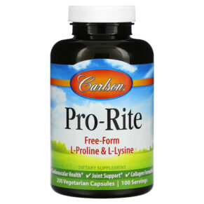 Thực phẩm chức năng Carlson Pro-Rite Free-Form L-Proline & L-Lysine 200 Vegetarian Capsules 088395687303