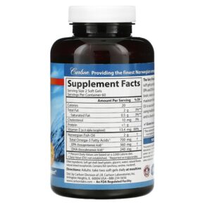 Thực phẩm bổ sung Carlson The Very Finest Fish Oil Natural Orange 350 mg 120 Soft Gels 088395016417
