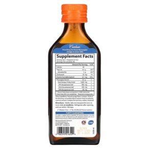 Thực phẩm bổ sung Carlson The Very Finest Fish Oil Natural Orange 6.7 fl oz (200 ml) 088395016509