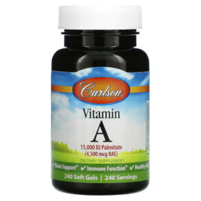 Thực phẩm chức năng Carlson Vitamin A 4.500 mcg RAE (15.000 IU) 240 Soft Gels 088395011023