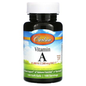 Thực phẩm chức năng Carlson Vitamin A 7.500 mcg RAE (25.000 IU) 100 Soft Gels 088395011313