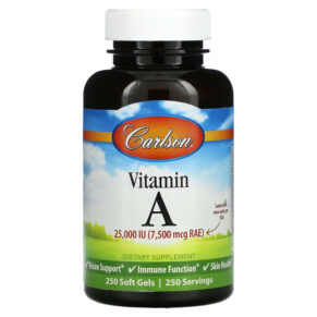 Thực phẩm chức năng Carlson Vitamin A 7.500 mcg RAE (25.000 IU) 250 Soft Gels 088395011320