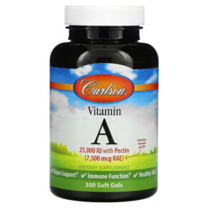 Thực phẩm chức năng Carlson Vitamin A 7.500 mcg RAE (25.000 IU) 300 Soft Gels 088395011634