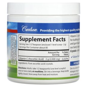 Thực phẩm bổ sung Carlson Vitamin C Crystals 2.000 mg 6 oz (170 g) 088395335600