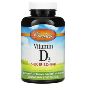 Thực phẩm chức năng Carlson Vitamin D3 125 mcg (5.000 IU) 360 Soft Gels 088395141201