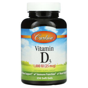 Thực phẩm chức năng Carlson Vitamin D3 25 mcg (1.000 IU) 250 Soft Gels 088395014529