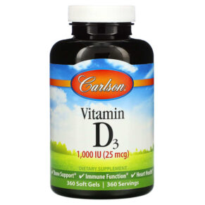 Thực phẩm chức năng Carlson Vitamin D3 25 mcg (1.000 IU) 360 Soft Gels 088395145605