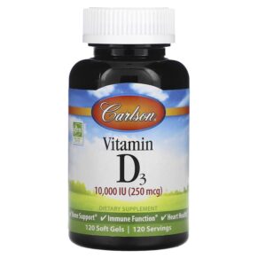 Thực phẩm chức năng Carlson Vitamin D3 250 mcg (10.000 IU) 120 Soft Gels 088395014215