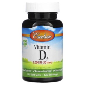 Thực phẩm chức năng Carlson Vitamin D3 50 mcg (2.000 IU) 120 Soft Gels 088395014611
