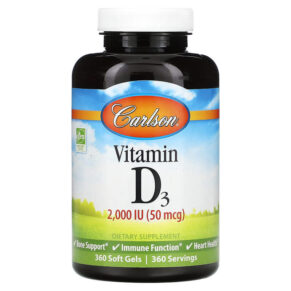 Thực phẩm chức năng Carlson Vitamin D3 50 mcg (2.000 IU) 360 Soft Gels 088395014635