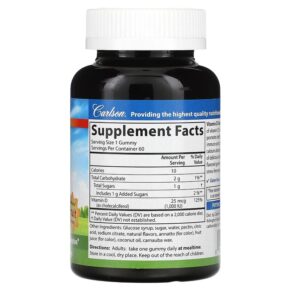 Carlson Vitamin D3 Gummies Natural Fruit Flavors 25 mcg (1.000 IU) 60 Gummies 3 Thực phẩm bổ sung Carlson Vitamin D3 Gummies Natural Fruit Flavors 25 mcg (1.000 IU) 60 Gummies 088395494000