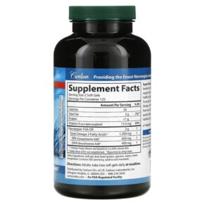 Thực phẩm bổ sung Carlson Wild Caught Super Omega-3 Gems 600 mg 250 Soft Gels 088395015229