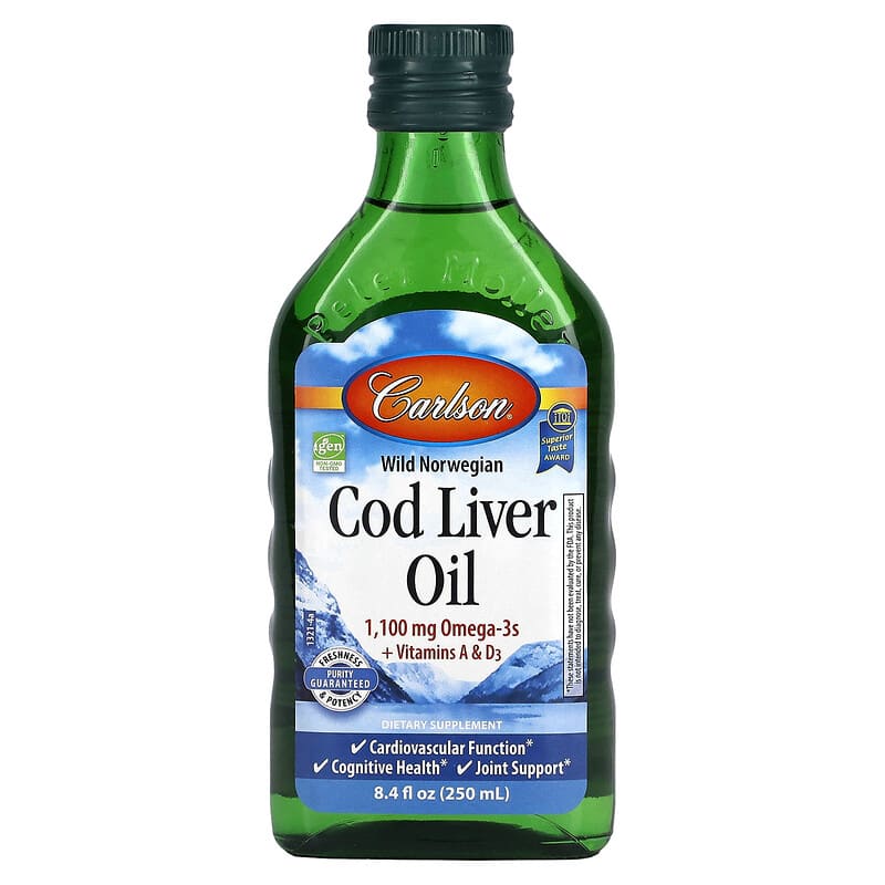 Carlson Wild Norwegian Cod Liver Oil 8.4 fl oz (250 ml) 8 Thực phẩm chức năng Carlson Wild Norwegian Cod Liver Oil 8.4 fl oz (250 ml) 088395013218