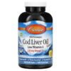 Thực phẩm chức năng Carlson Wild Norwegian Cod Liver Oil Gems Low Vitamin A Natural Lemon 230 mg 300 Soft Gels 088395013935