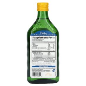 Thực phẩm bổ sung Carlson Wild Norwegian Cod Liver Oil Natural Lemon 16.9 fl oz (500 ml) 088395013522
