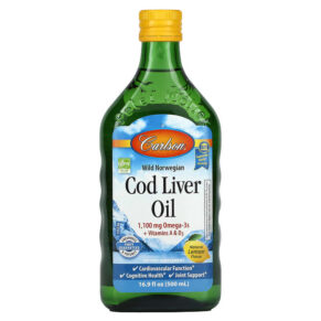 Thực phẩm chức năng Carlson Wild Norwegian Cod Liver Oil Natural Lemon 16.9 fl oz (500 ml) 088395013522