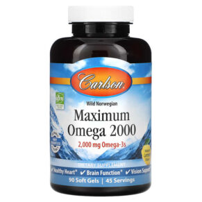 Thực phẩm chức năng Carlson Wild Norwegian Maximum Omega 2000 Natural Lemon 1.000 mg 90 Soft Gels 088395172106