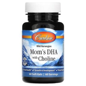 Thực phẩm chức năng Carlson Wild Norwegian Mom's DHA with Choline 60 Soft Gels 088395159107