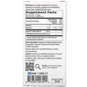 Thực phẩm bổ sung Catalo Naturals Algae DHA for Pregnancy 60 Softgels 810399027492