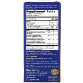 Thực phẩm bổ sung Catalo Naturals Children's Eye Health Formula Blueberry 60 Chewable Tablets 810399025726