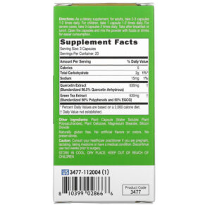 Thực phẩm bổ sung Catalo Naturals Defense Lung Formula with Quercetin & Green Tea Extract 60 Vegetarian Capsules 810399028666