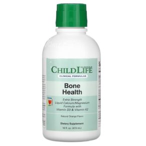 Thực phẩm chức năng Childlife Clinicals Bone Health Liquid Calcium/Magnesium Formula with Vitamin D3 & Vitamin K2 Natural Orange 16 fl oz (473 ml) 850005307020