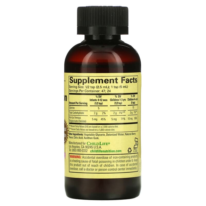 ChildLife Essentials Liquid Iron Natural Berry 4 fl oz (118 ml) 2 Thực phẩm bổ sung ChildLife Essentials Liquid Iron Natural Berry 4 fl oz (118 ml) 608274121003
