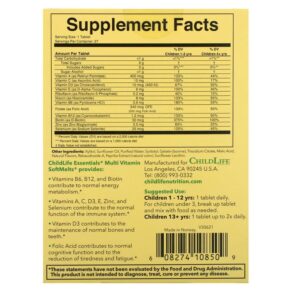 Thực phẩm bổ sung ChildLife Essentials Multi Vitamin SoftMelts Natural Orange 27 Tablets 608274108509