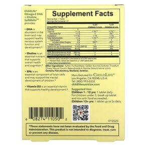 Thực phẩm bổ sung ChildLife Essentials Omega-3 DHA + Choline SoftMelts Natural Passion Fruit 27 Tablets 608274110502