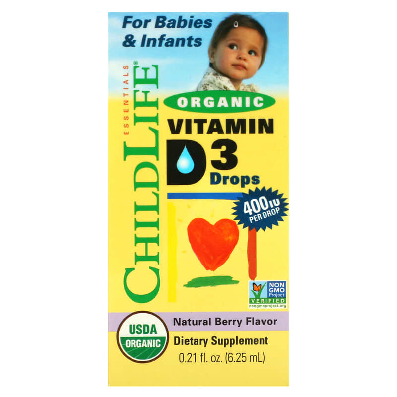 ChildLife Essentials Organic Vitamin D3 Drops Natural Berry 400 IU 0.21 fl oz (6.25 ml) 8 Thực phẩm chức năng ChildLife Essentials Organic Vitamin D3 Drops Natural Berry 400 IU 0.21 fl oz (6.25 ml) 608274130005