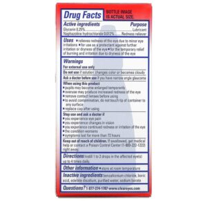 Thực phẩm bổ sung Clear Eyes Redness Relief Lubricant/Redness Reliever Eye Drops 0.5 fl oz (15 ml) 678112254156