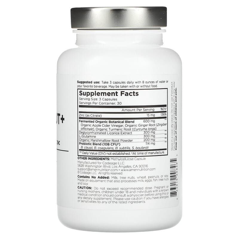 Codeage Amen Leaky Gut+ 90 Vegetable Capsules 2 Thực phẩm bổ sung Codeage Amen Leaky Gut+ 90 Vegetable Capsules 853919008465