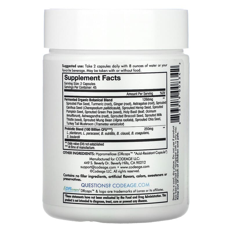 Codeage Digestion SBO Probiotic+ Shelf-Stable 100 Billion CFU 90 Capsules 2 Thực phẩm bổ sung Codeage Digestion SBO Probiotic+ Shelf-Stable 100 Billion CFU 90 Capsules 853919008342