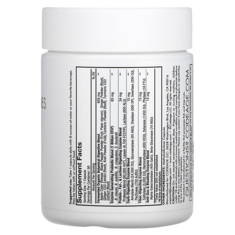 Codeage Fermented Digestive Enzymes with Probiotics & Prebiotics Vegan 90 Capsules 2 Thực phẩm bổ sung Codeage Fermented Digestive Enzymes with Probiotics & Prebiotics Vegan 90 Capsules 853919008502
