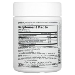 Thực phẩm bổ sung Codeage Liposomal NMN Resveratrol Quercetin 90 Capsules 850026121148