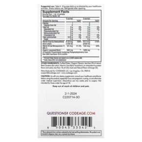 Thực phẩm bổ sung Codeage Liposomal Vitamin D3+K2 Orange 2 fl oz (59.2 ml) 850043333425