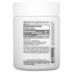 Thực phẩm bổ sung Codeage Liposomal Zinc 50 Non-GMO Vegan 100 Capsules 850026121292