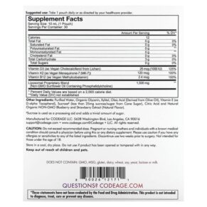 Thực phẩm bổ sung Codeage Nanofood Liposomal D3+K2+B12 Mixed Berry 30 Pouches 0.3 fl oz (10 ml) Each 850026121711